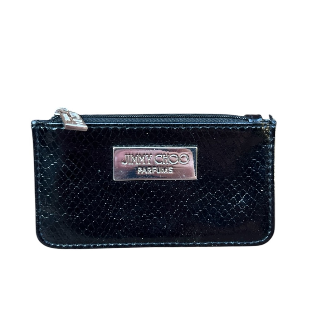 Jimmy Choo Parfumes Croc Embossed Coin Case Pouch Keychain Card Holder EUC